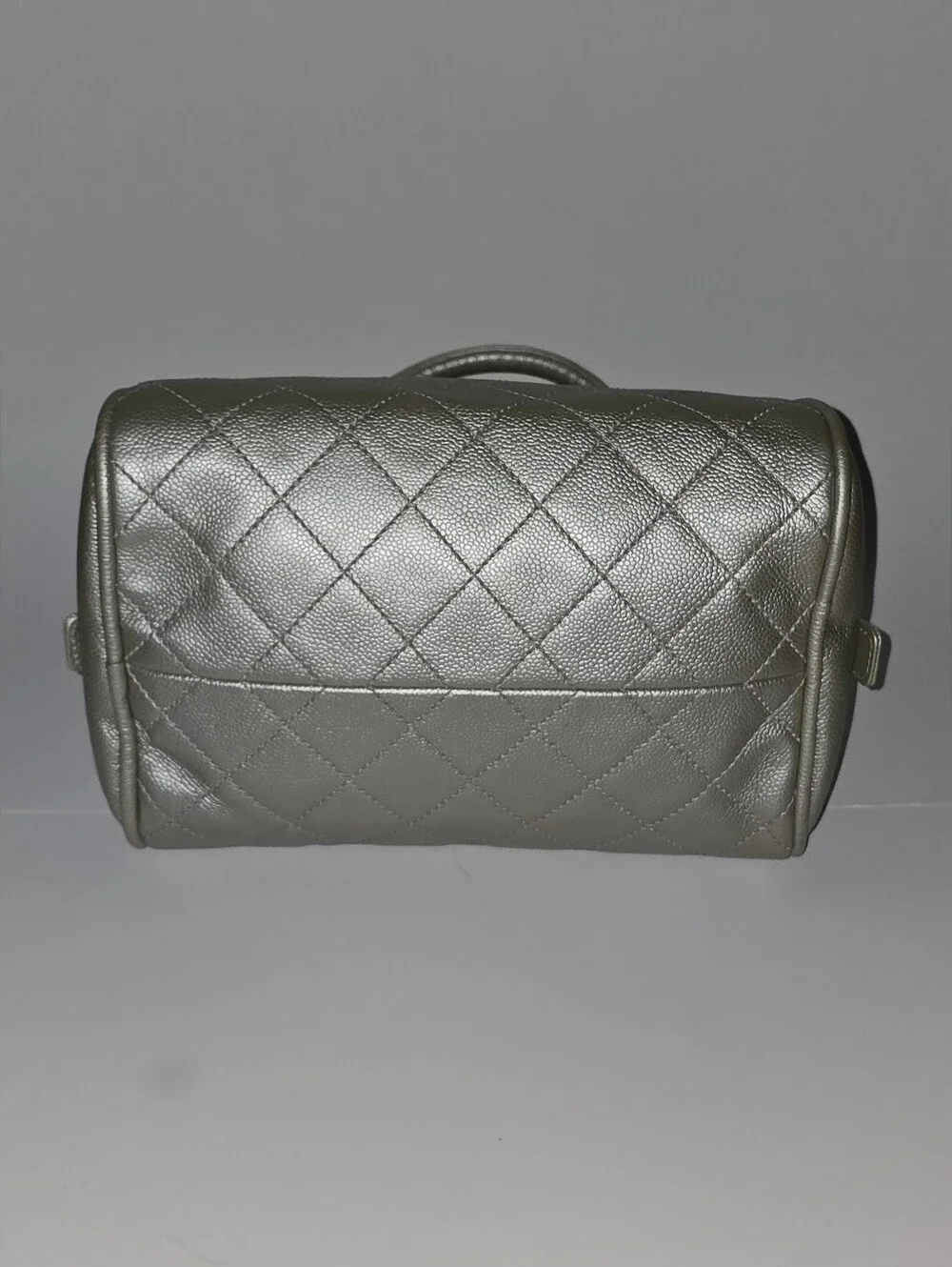 CHANEL Silver Quilted CC Top-Handle Satchel